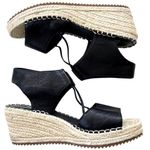 Eileen Fisher EUC  Leather Agnes Espadrille Wedge Sandals Black Size 8 Photo 1