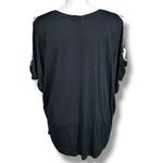 Rebel Womens Blouse Top Shirt Cold Shoulder Abstract Print Black White Pink 2X Photo 3