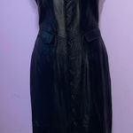Ralph Lauren Vintage Leather Midi Dress Women Size 8 Black Quiet Luxury Mob Wife Photo 0