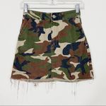 BDG Brown & Green Camo Raw Hem Denim Mini Skirt Photo 1