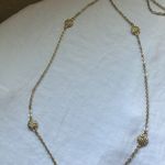 White House | Black Market : Gold Tone Long Necklace- drapes Photo 3