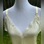 Vintage candlelight cream lace trim midi length adjustable strap slip dress. M. Size M Photo 5