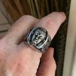 Buddha High Polished Stainless Steel Ring Size 11,12 Silver Photo 3