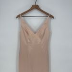 After Six  Beige Satin V Neck Spaghetti Strap Floor Length Gown Dress Sz 4 Photo 3