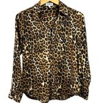 EXPRESS Portofino Shirt in Brown & Black Leopard Print Crepe Size Small Photo 0