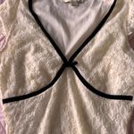 Thirty Thirty La Romantic Top Ivory Suede Black Trim Cottagecore Croquette XS White Photo 2
