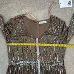 Mac Duggal 5528 Long Sleeve Sequins Tea Length Midi Dress Taupe 18 Photo 6