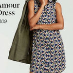 CAbi  Women’s Size S Armour Blue Heart Shirt Dress #5370 Sleeveless Button Down Photo 0