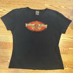 Vintage Harley Davidson 100% Cotton Black Sequin Baby Tee Size XL Orange Photo 4