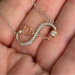 Stethoscope Infinity Sterling Silver CZ Necklace Gold Photo 3