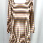 VERO MODA New Square Neck Long Sleeve Mini Dress Frida Neutral Stripe Photo 4