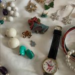 Vintage to Now Christmas Holiday Assorted Jewelry Lot, Jewelry Bundle Red Photo 1