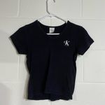 Calvin Klein Jeans  womens small cropped black V-Neck Tee Photo 0