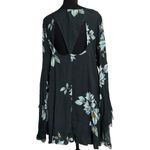 Free People  Wanderer Floral Mini Bell Sleeve Dress Small Women’s Black Blue Photo 2