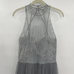 Paige Hayley Formal Dress Fit N Flare Gray Sleeveless Halter Neckline Size 10 Photo 3