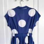 Boden • Seatown Shirt Dress navy white polka dot tie waist belt linen cotton Blue Size 6 Photo 7