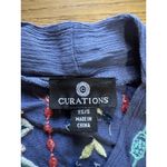 Curations Size XS/S Embroidered Boho Kimono Topper Cardigan Open Front Peasant Blue Photo 2