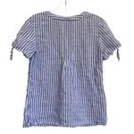 Talbots Linen White blue stripe tie sleeve top SIze XS Photo 5