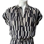 Vince . Block Print Cap Sleeve Dress, Coastal/Neutral, Sz XXS Photo 8