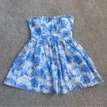 NWT Kelsis Blue and White Floral Strapless Mini Dress Size Medium Photo 0