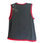 White Stag Holiday Knit Vest Snowmen Frolicking Sequins Beads Embroidered Black Photo 5