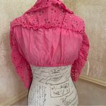 Free People  One Perla Eyelet Lace Off Shoulder Pink/Rose Crop Top Size S $88 Photo 2