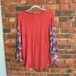 cupio  womens waffle knit mixed media sleeve top orange large Photo 3