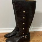 Michael Kors Dark Brown TALL BOOTS w/Gold Button Detail & Full Zip Size 7 Photo 0