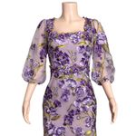 MARCHESA NOTTE Orchid & Rose Embroidered Tulle Cocktail Dress, Purple, 2 (US) Purple Photo 9