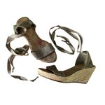 Tommy Bahama Espadrille Wedge Sandals Tie Up Leg Linen Women Shoes Size 6 Photo 1