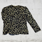 80s Vintage Black Velvet Gold Metallic Brocade Embroider USA Made Jacket Size 14 Photo 9