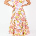 J.Marie Ava Mae Floral Puff Sleeve One Shoulder Midi Maxi Spring Dress size L Pink Size L Photo 0