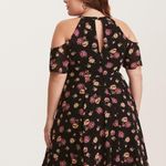 Torrid Multi-Color Floral Print Chiffon Cold Shoulder V-Neck Dress Size 18 Geo Floral Photo 1