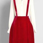 Modcloth NWT  Crushed Velvet Suspender Skirt Holly Berry Red Size Small S NEW Photo 0
