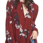 Free People  Tree swing dress tunic burgundy maroon with pockets Medium Photo 0