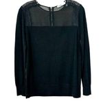 Sandro Paris Womens Wool Cashmere Long Sleeve Lace Accent Blouse Black 1 Small Photo 0