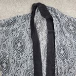 Cacique Vintage Lingerie Kimono Robe @L/XL Womens Gray Black Sheer Paisley Long Photo 12