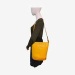 Burberrys Yellow Embossed Leather Bucket Shoulder Bag Vintage Nova Check Lining Photo 2