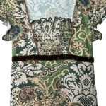 Y2K Anxiety Women's S Babydoll Top Sheer Boho Fairycore Velvet Trim Green Brown Photo 5