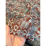 Ganni  Size US 8/10 The Ruched Lace Blouse Burnt Red and White Floral Semi Sheer Photo 2