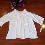 Counterparts  White Flowy Cold Shoulder Top Size XL Photo 3