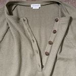 Lovers + Friends  Hailey Henley Sweatshirt Dress Walffle Knit Sage Green Photo 9