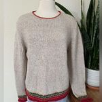 Vintage Wool Blend Sweater Beige Knit Cozy Classic Style fall large Tan Photo 0