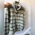 Avalanche  Outdoor Supply Sweater Size XL Green Striped Quarter Button Teddy Coat Photo 10