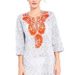 Roberta Roller Rabbit Embroidered 3/4 Sleeve Tunic Blue/Orange Women’s size XS Photo 10