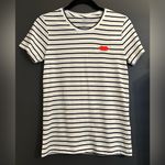 J.Crew NWT Women’s Lips striped graphic Collector Tee - XS - Navy and White Photo 3