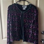 Papell Boutique Black and Pink Sequin Varsity Jacket Size XL Photo 0