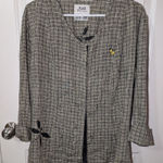 Flax By Jeanne Engelhart Hand Painted Checkered Rauched Blouse M Green/Blk Photo 0