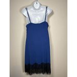 Soma  Lace Trim Chemise Nightgown Blue Black Lace Flirty Soft Size Large Photo 3