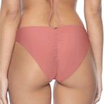 PilyQ NWT Lotus Basic Ruched Full Bikini Bottoms Mauve Pink Hipster Low Rise M Photo 1